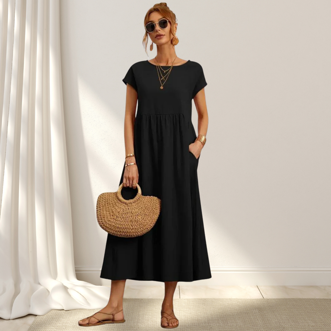 Clio™ – Elegant Sommarklänning – Lätt, Smickrande & Täcker Magen