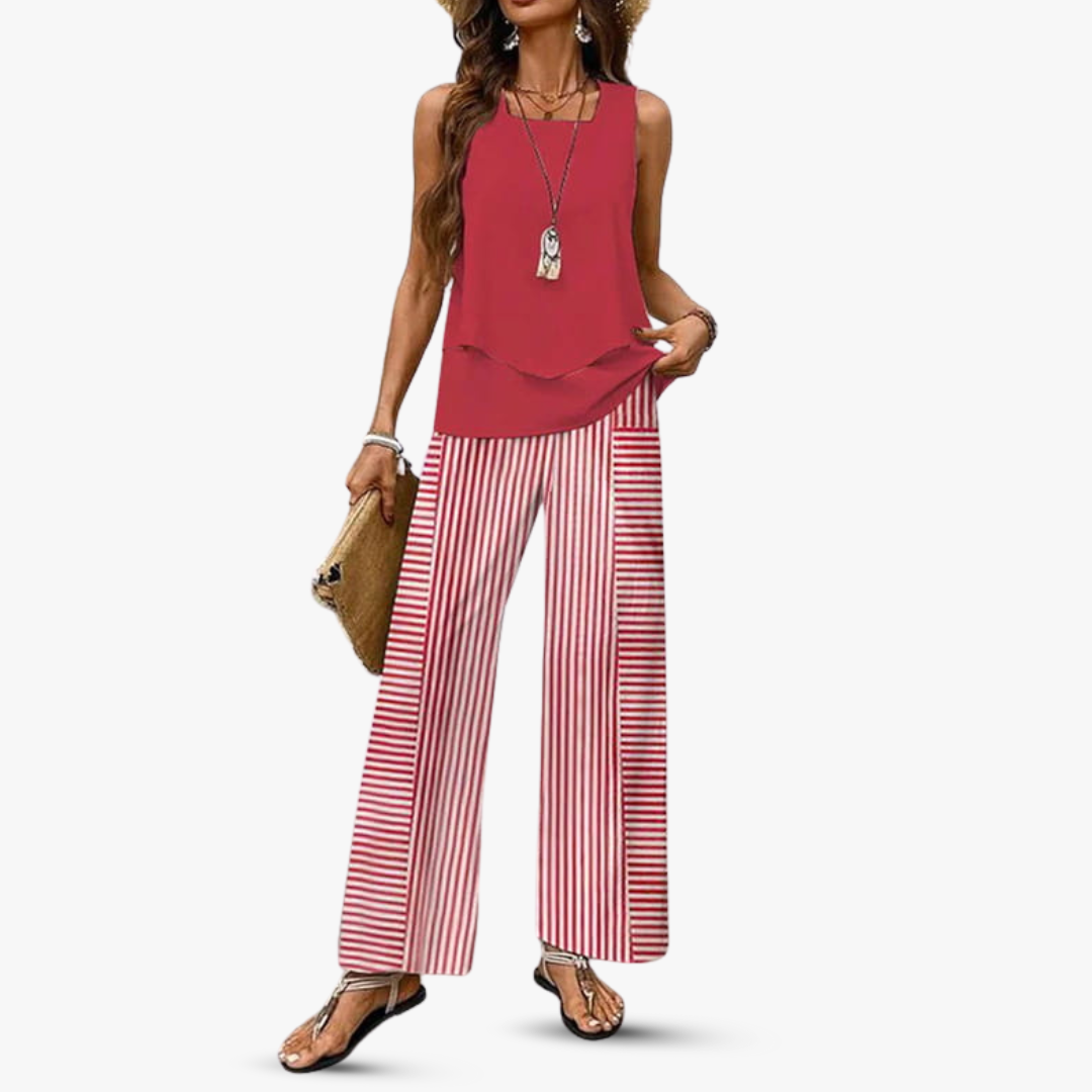 Amara™ - Premium Tvådelad Set med Ärmös Topp och Byxor