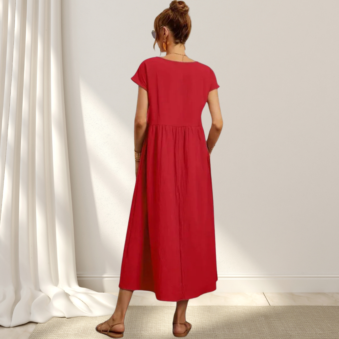 Clio™ – Elegant Sommarklänning – Lätt, Smickrande & Täcker Magen