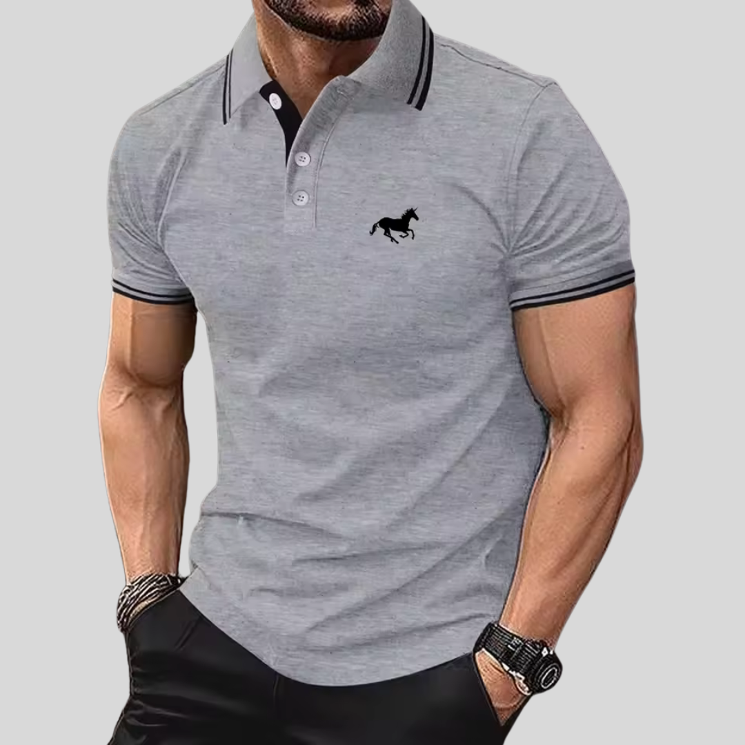 Wilhelm™ - Avslappnad T-shirt med Knappslå och Pikékrage