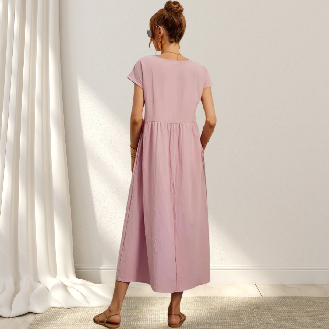 Clio™ – Elegant Sommarklänning – Lätt, Smickrande & Täcker Magen