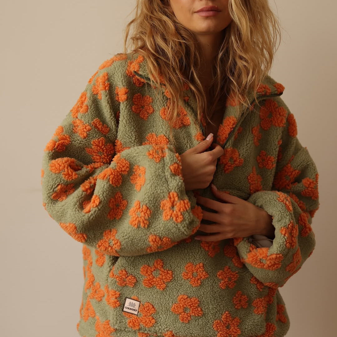 Vellina™ - Blommig Varm Fleece-Tröja