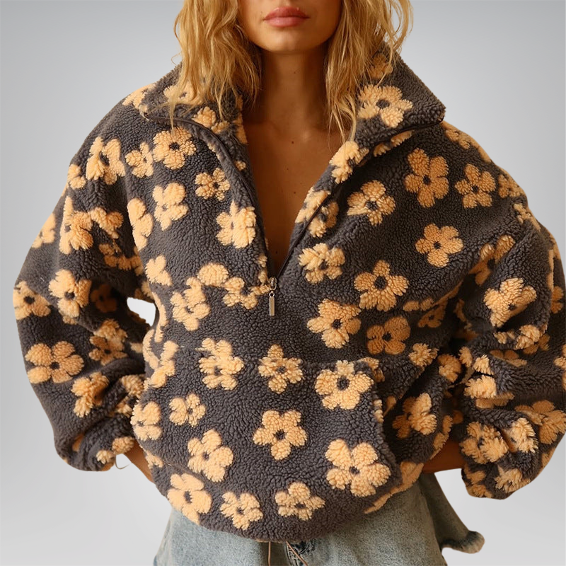 Vellina™ - Blommig Varm Fleece-Tröja