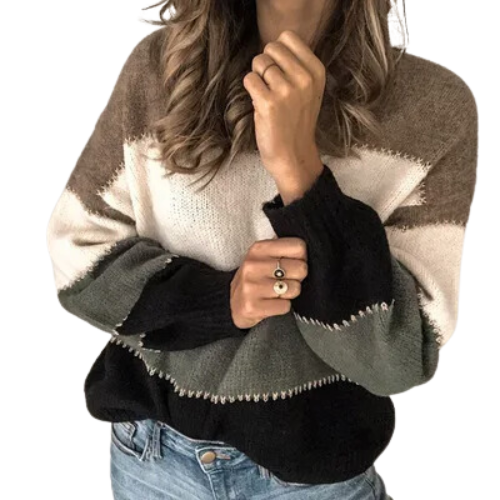 Helena™ - Stilren och Bekväm Randig Stickad Tröja
