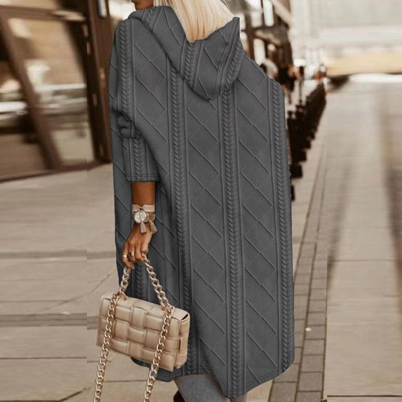 Saga™ - Mjuk Lång Kofta med Huva