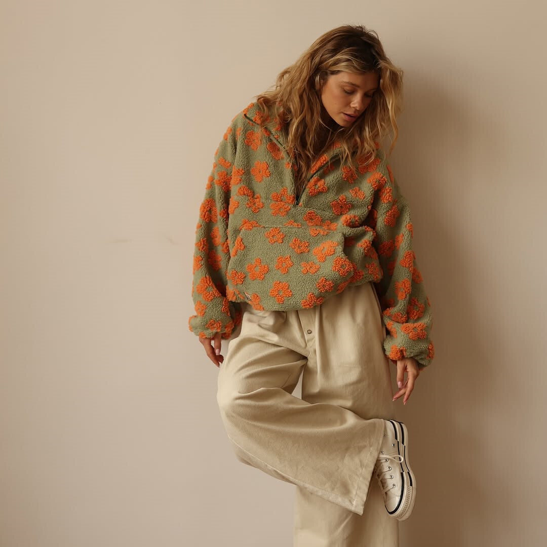 Vellina™ - Blommig Varm Fleece-Tröja