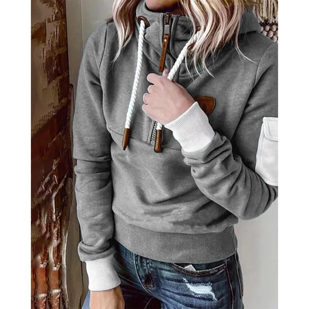 Snuvia™ - Kvart-Zip Huvtröja med Dragsko och Ärmsficka