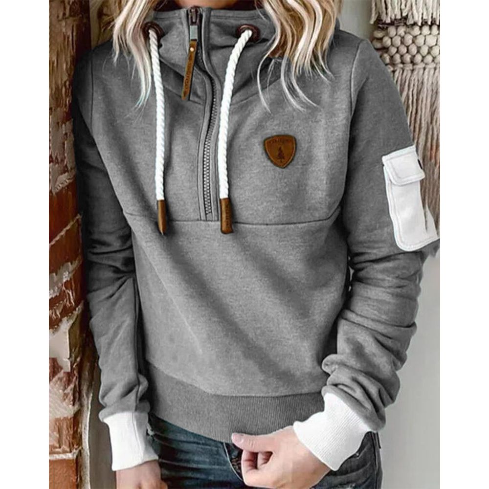 Snuvia™ - Kvart-Zip Huvtröja med Dragsko och Ärmsficka