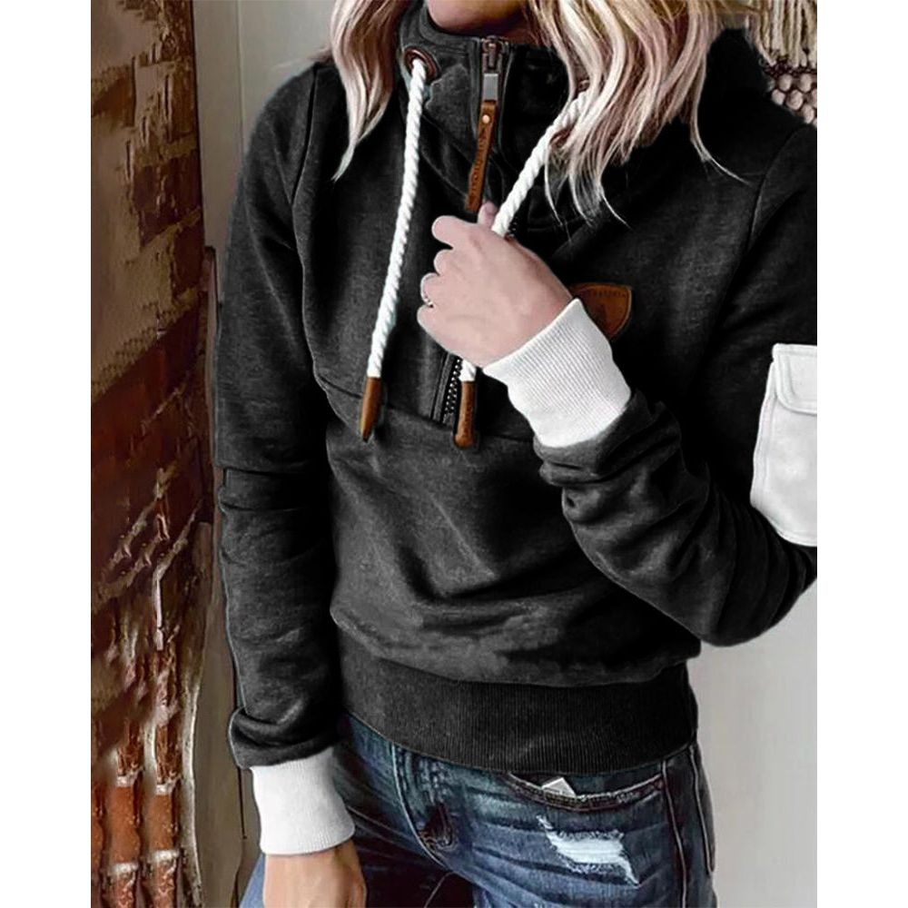 Snuvia™ - Kvart-Zip Huvtröja med Dragsko och Ärmsficka