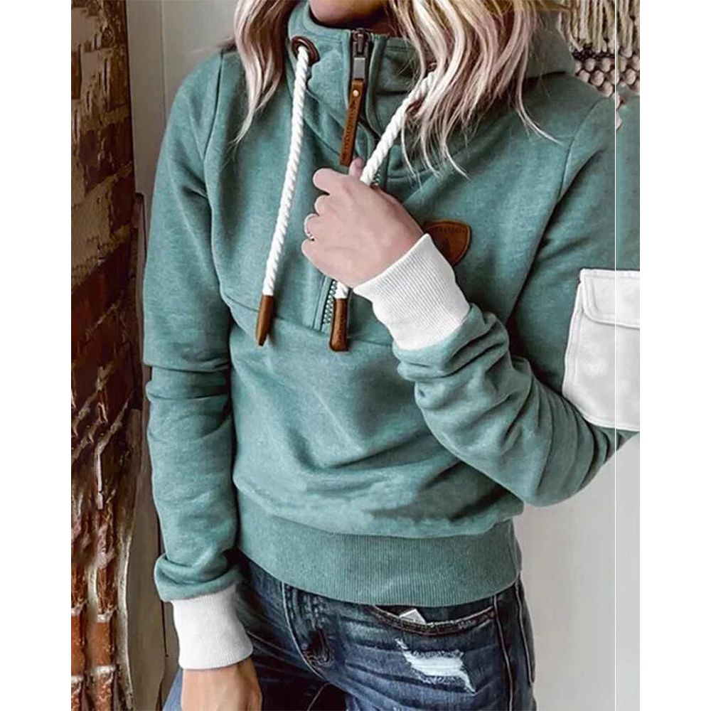Snuvia™ - Kvart-Zip Huvtröja med Dragsko och Ärmsficka