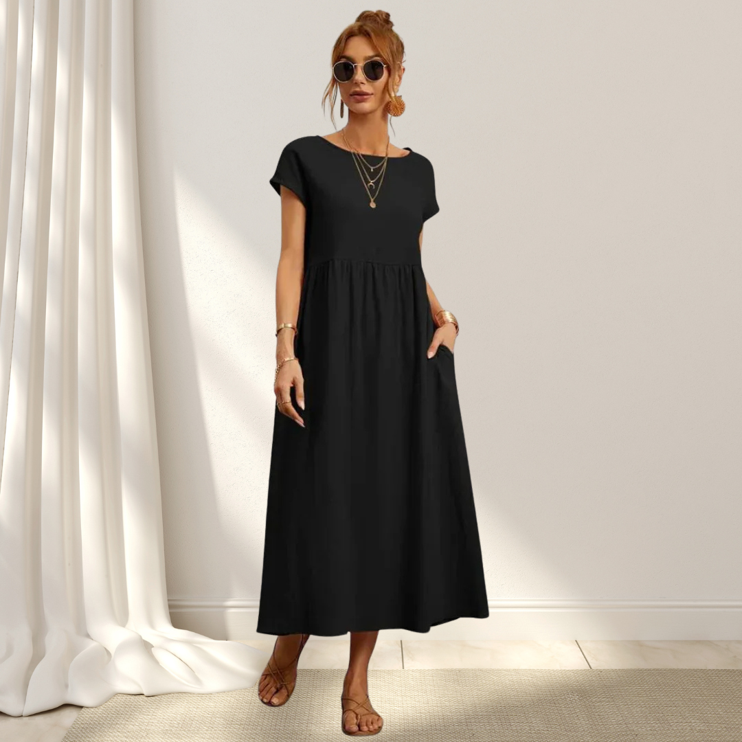 Clio™ – Elegant Sommarklänning – Lätt, Smickrande & Täcker Magen