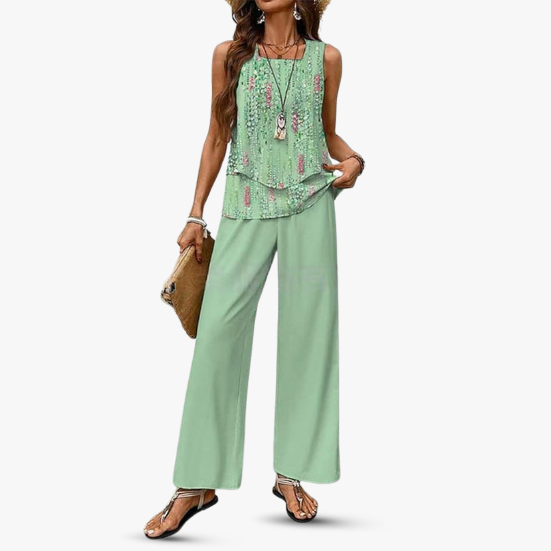 Amara™ - Premium Tvådelad Set med Ärmös Topp och Byxor