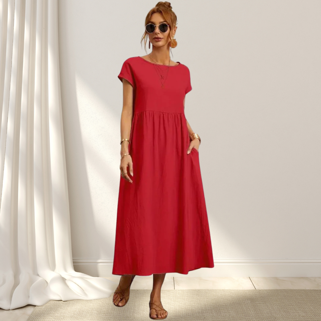 Clio™ – Elegant Sommarklänning – Lätt, Smickrande & Täcker Magen