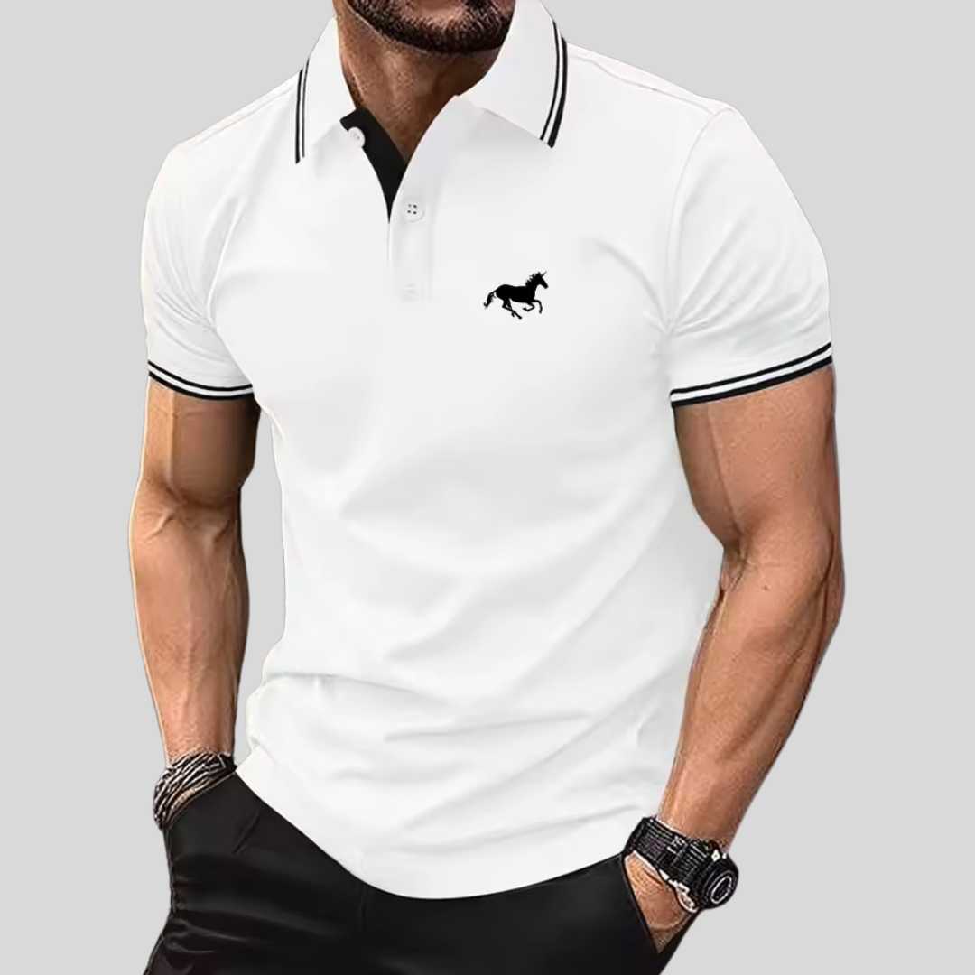 Wilhelm™ - Avslappnad T-shirt med Knappslå och Pikékrage