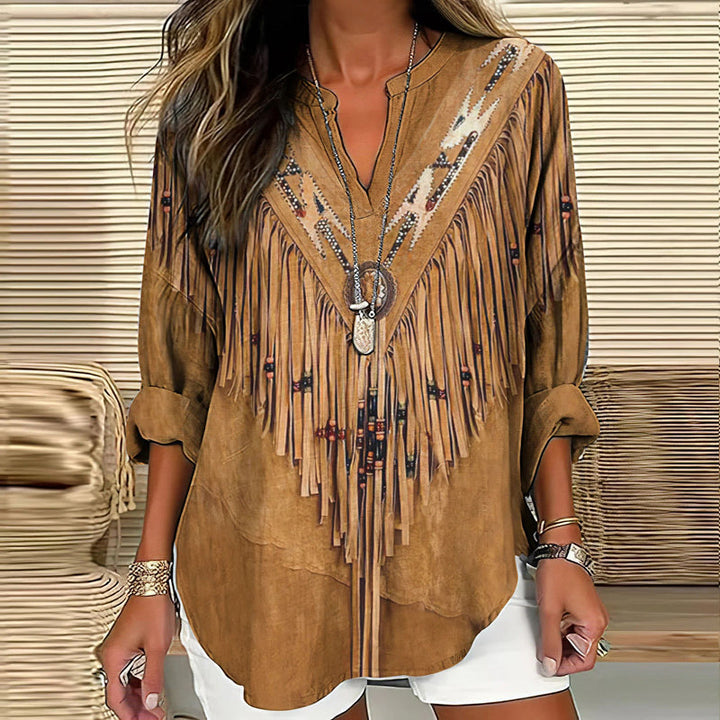 Esmie™ - Dam Boho Blus Etnisk Vintage Stil